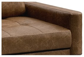 Ъглов диван от коняк с кафява кожа, тапициран, ляв ъгъл Musso - MESONICA