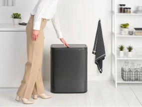 Кош за боклук Brabantia Bo Touch 1008858, 60 л, Плавно и безшумно отваряне, Голям отвор, Сив