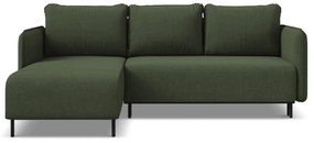 Зелен разтегателен ъглов диван с място за съхранение (ляв ъгъл) Luana – Makamii