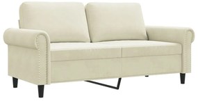 359537 vidaXL 2-местен диван, кремава, 140 см, кадифе