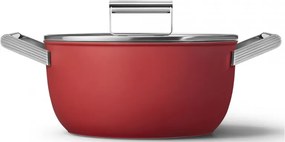 Тенджера SMEG CKFC2411RDM, 4.8 л, Ø24 см, Тефлоново покритие, До 250°C, Индукция, Червен