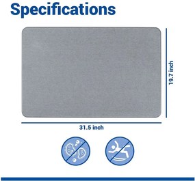 Сив килим за баня от диатомична глина 50x80 cm Simi – Wenko
