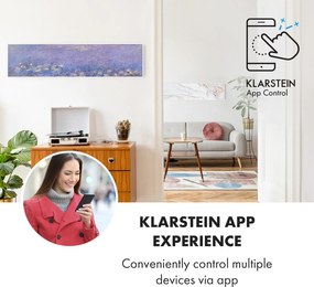 Klarstein Wonderwall Air Art Smart, инфрачервен нагревател, 120 х 30 см, 350 W, приложение, водна лилия