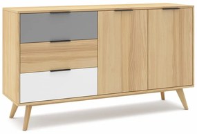 Нисък скрин с дъбов декор в естествен цвят 140x81 cm Elfa - Marckeric