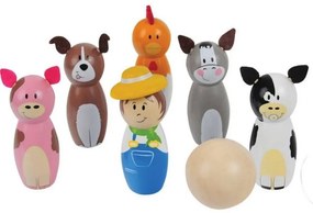 Bigjigs - Дървен мини боулинг Ферма