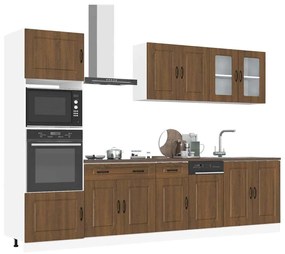 3314738 vidaXL Комплект кухненски шкафове, 7 части, "Kalmar", кафяв дъб, инженерна дървесина
