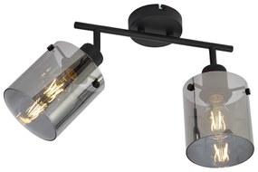 Дизайнерски плафон черен с димно стъкло 2 светлини - Domo