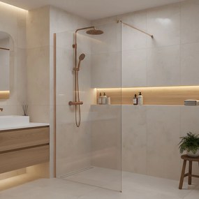 Параван за душ Rea Flexi Transparent / Brush Copper 80