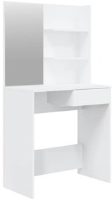 802810 vidaXL Тоалетка с огледало, бял гланц, 74,5x40x141 см