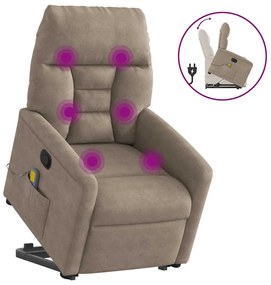 3303094 vidaXL Изправящ масажен наклоняем стол, таупе, микрофибърен текстил