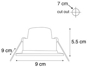 Комплект от 6 вградени прожектора черни с LED 3-степенна димираща IP65 - Simply