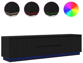 3328436 vidaXL ТВ шкаф с LED осветление, Черен дъб, 193,5x41x50 см