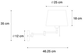 Стенна лампа черна с черен абажур и регулируема ръка - Ladas Deluxe