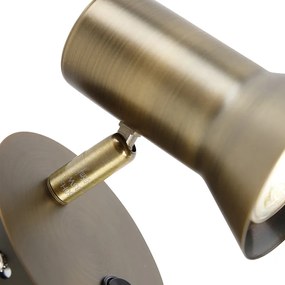 Бронзов стенен прожектор въртящ се и наклоняващ се с превключвател - Karin 1