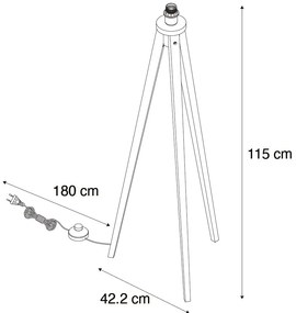 Рустикална подова лампа триножник орехово дърво - Tripod Classic