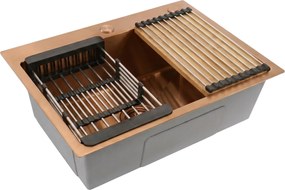 Стоманена мивка с комплект аксесоари 3 бр. REA Liam Brush Copper