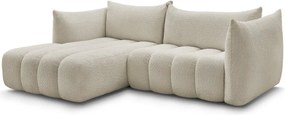 Бежов ъглов диван от прежда с примки от букле (ляв ъгъл) Azra – Bobochic Paris