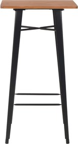280082 vidaXL Бар маса, черна, 60x60x108 см, борово дърво масив, стомана