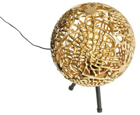 Арт Деко Настолна Лампа Трипод Златиста с Черно - Maro