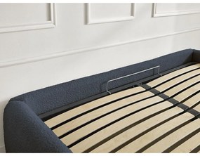 Тъмносиньо двойно легло 180x200 cm тапицирано с място за съхранение/без табла с включена подматрачна рамка Inera – Bobochic Paris