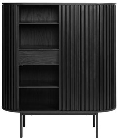 Черен шкаф в дъбов декор 125x110 cm Siena - Unique Furniture