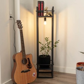 Индустриална подова лампа черна - Cage Rack