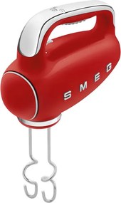 Ръчен миксер SMEG 50's Style HMF01RDEU, 250W, 9 скорости, Турбо, Скрит LED дисплей, Таймер, Аксесоари, Червен