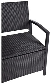Черна градинска пейка от изкуствен ратан Ferrara – Garden Pleasure