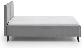 Сиво двойно легло 140x200 cm тапицирано с включена подматрачна рамка Piano – Meise Möbel
