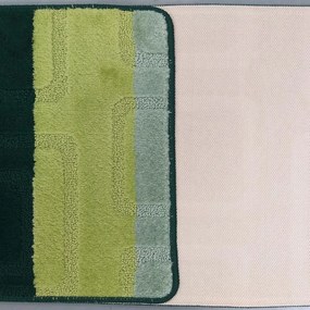 Комплект килимчета за баня от две части в зелен цвят 50 cm x 80 cm + 40 cm x 50 cm