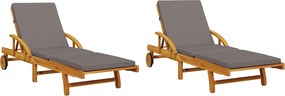 3206373 vidaXL Шезлонги 2 бр с възглавници 200x68x83 см масивна акация