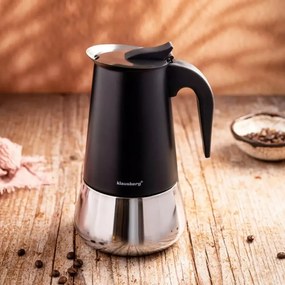 Кубинска кафеварка Klausberg KB 7847, 12 чаши, 600 мл, Неръждаема стомана, Индукция, Черен/Инокс
