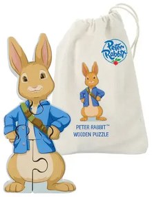 Дървен мини пъзел Peter Rabbit, в торбичка