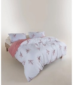 Бяло/розово единично спално бельо от памук Renforcé 140x200 cm Breeze Floral – Mila Home Luxury