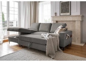 Сив разтегателен ъглов диван от рипсено кадифе (ляв ъгъл) Lofty Lilly – Miuform