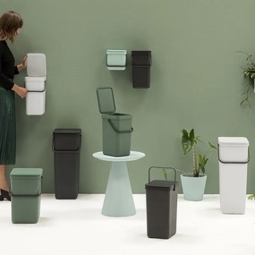 Кош за разделно събиране на боклук Brabantia Sort&Go 1005517, 16 л, Дръжка, Възможност за стенен монтаж, Светлозелен