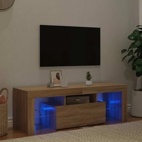 804349 vidaXL ТВ шкаф с LED осветление, дъб сонома, 120x35x40 см
