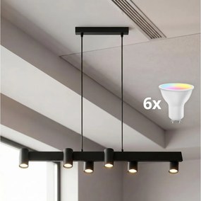 BRILAGI - LED RGBW полилей с възможност за димиране на кабел SELE 6xGU10/6,5W/230V черен