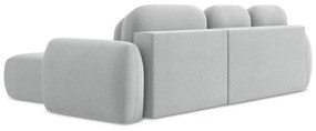 Светлосив разтегателен ъглов диван с място за съхранение от букле (десен ъгъл) Pele – Makamii