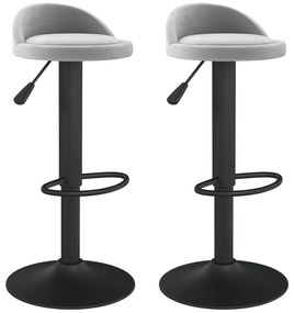 333601 vidaXL Бар табуретки, 2 бр, светлосиви, кадифе