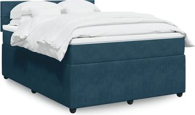 3290038 vidaXL Боксспринг легло с матрак, синя, 140x190 см, кадифе