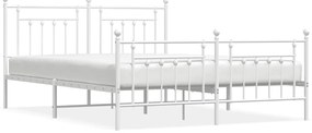 353609 vidaXL Метална рамка за легло с горна и долна табла, бяла, 183x213 см