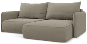 Бежов разтегателен ъглов диван с място за съхранение (десен ъгъл) Nanea – Makamii