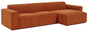 Оранжев ъглов диван от велур (десен ъгъл) Sting - Scandic