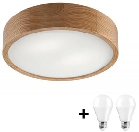 LED Плафон OAK 2xE27/10W/230V дъб Ø 37 см