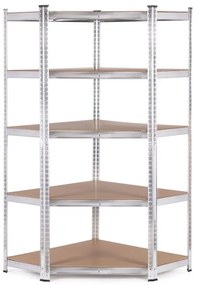 Стабилен ъглов метален стелаж за съхранение с 5 рафта 180x90x40 см