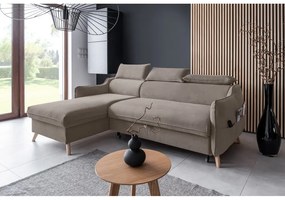 Светлокафяв кадифен ъглов разтегателен диван (ляв ъгъл) Sweet Harmony - Miuform