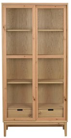 Витрина от декор от дъб с плъзгащи се врати в естествен цвят 100x203 cm Hazelton – Rowico