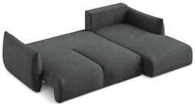 Тъмносив шенилов сгъваем ъглов диван (десен ъгъл) Leila – Makamii