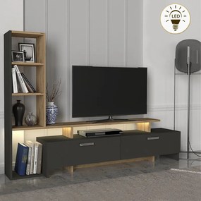 ТВ единица от меламин Simal с LED в антрацитен - сепет дъб 168,2x31,3x120см.